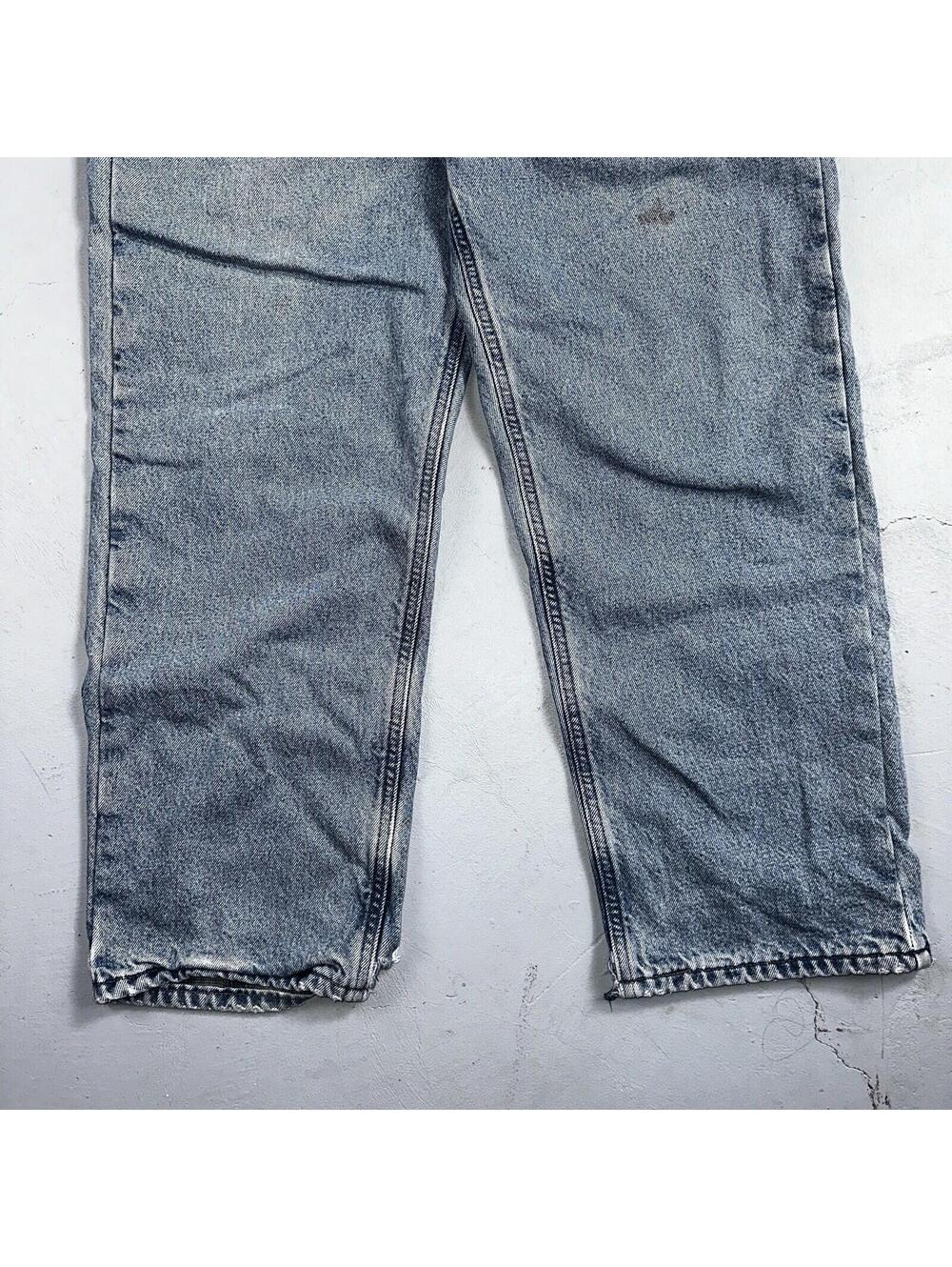 Carhartt Jeans Mens 38x32 Blue Denim Flannel Lined Relaxed Fit Chore Workwear - Picture 3 of 16